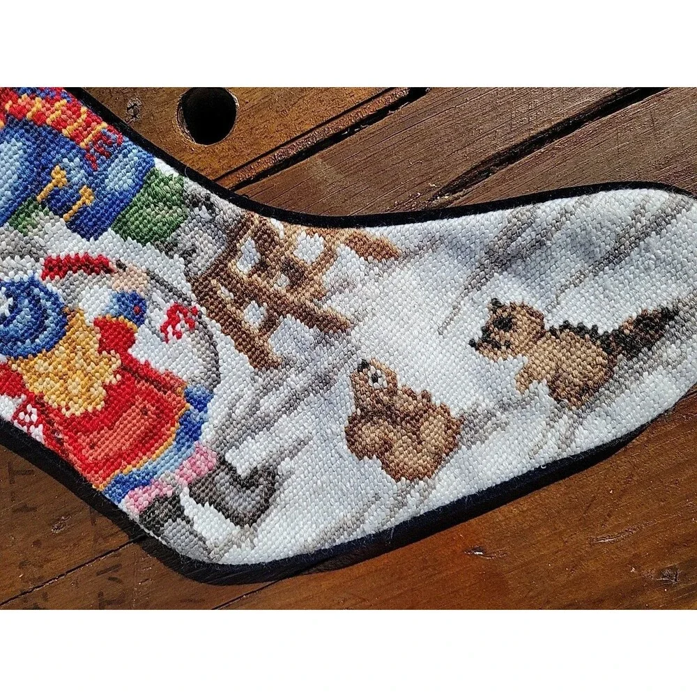Lands' End Needlepoint Christmas Stocking BRODY Snowman Wool Discontinued C1